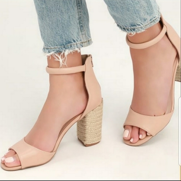 Lulu's- VEGAN LEATHER Nude Ankle Strap Heel - Picture 2 of 8